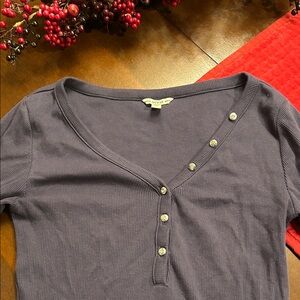 Guess Purple Button-Down Ribbed Top